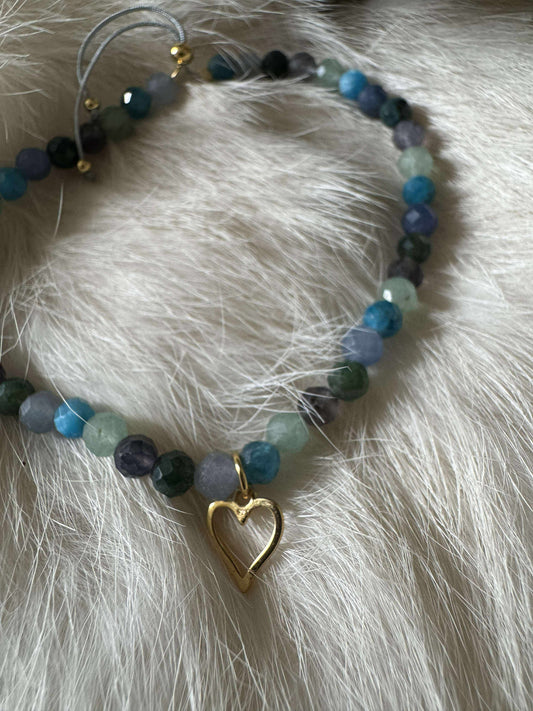 Apatite, Azurite, Aquamarine, Amazonite n' Dumortierite Bead Bracelet