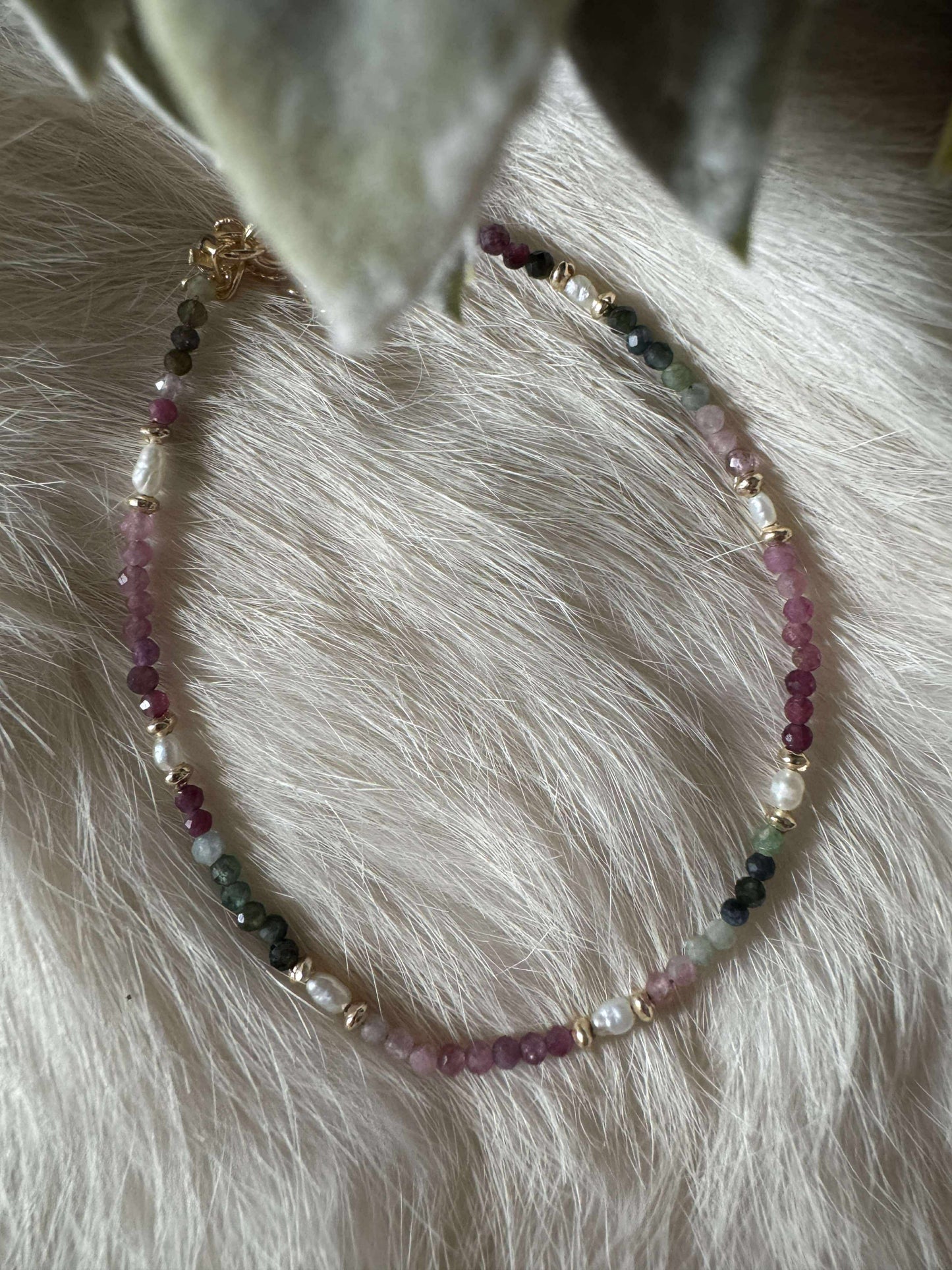 Watermelon Rainbow Tourmaline w/ Fresh Water Peals Opt 3