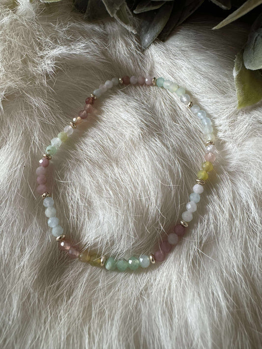 Opal, Onyx n' Morganite Bead Bracelet