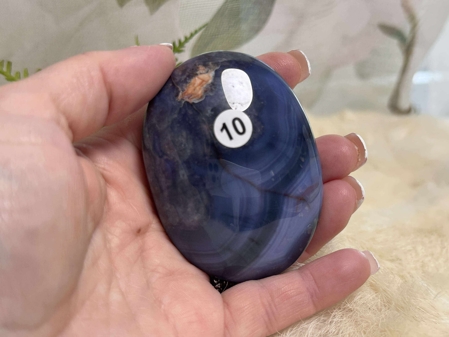 Blue Flower Agate Palm Stone - Opt 10