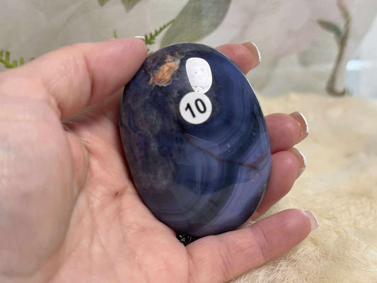 Blue Flower Agate Palm Stone - Opt 10