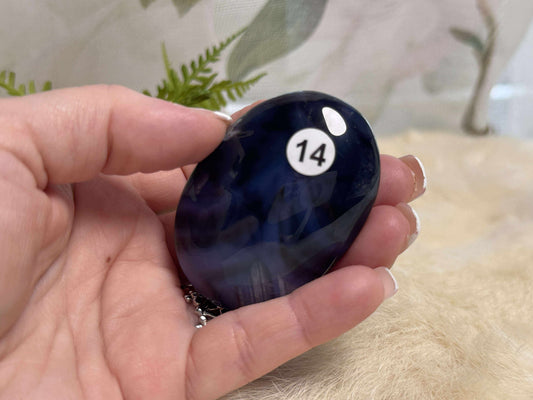 Blue Flower Agate Palm Stone - Opt 14