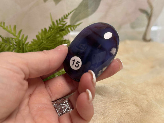 Blue Flower Agate Palm Stone - Opt 15