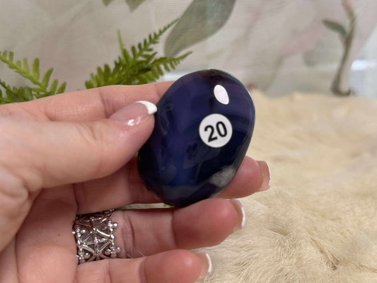 Blue Flower Agate Palm Stone - Opt 20