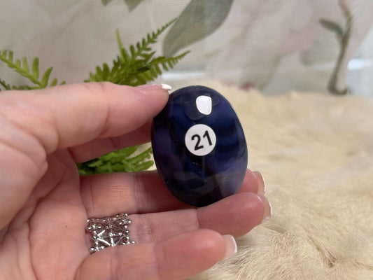 Blue Flower Agate Palm Stone - Opt 21