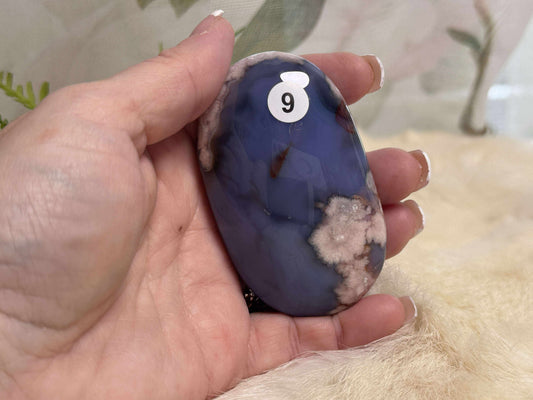 Blue Flower Agate Palm Stone - Opt 9