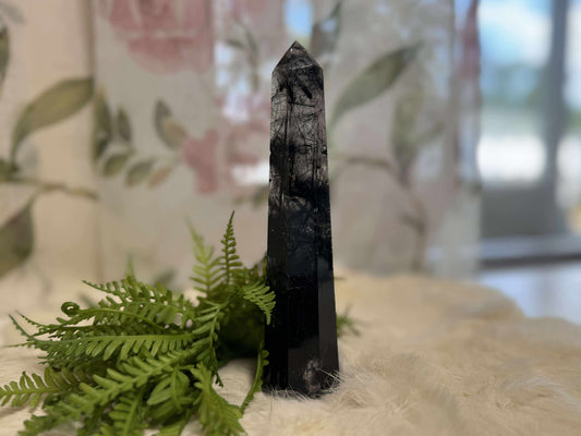 Black Tourmalinated Quartz Tower