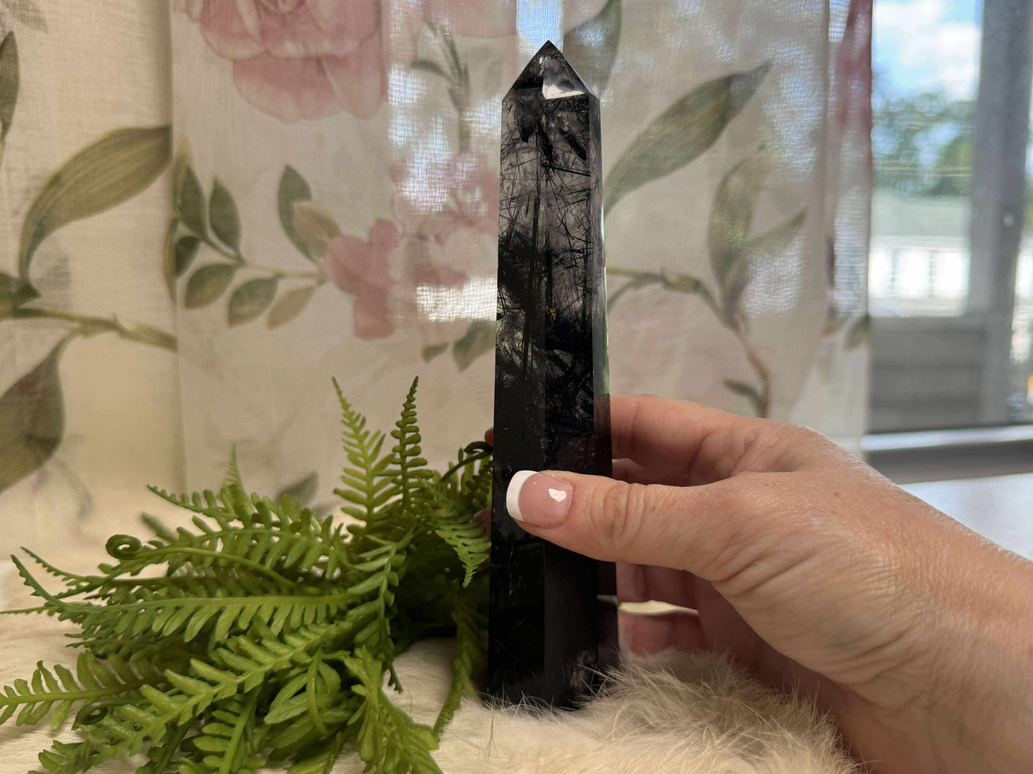 Black Tourmalinated Quartz Tower