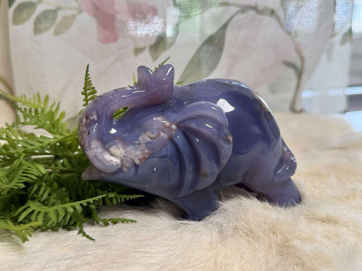 Blue Flower Agate Elephant