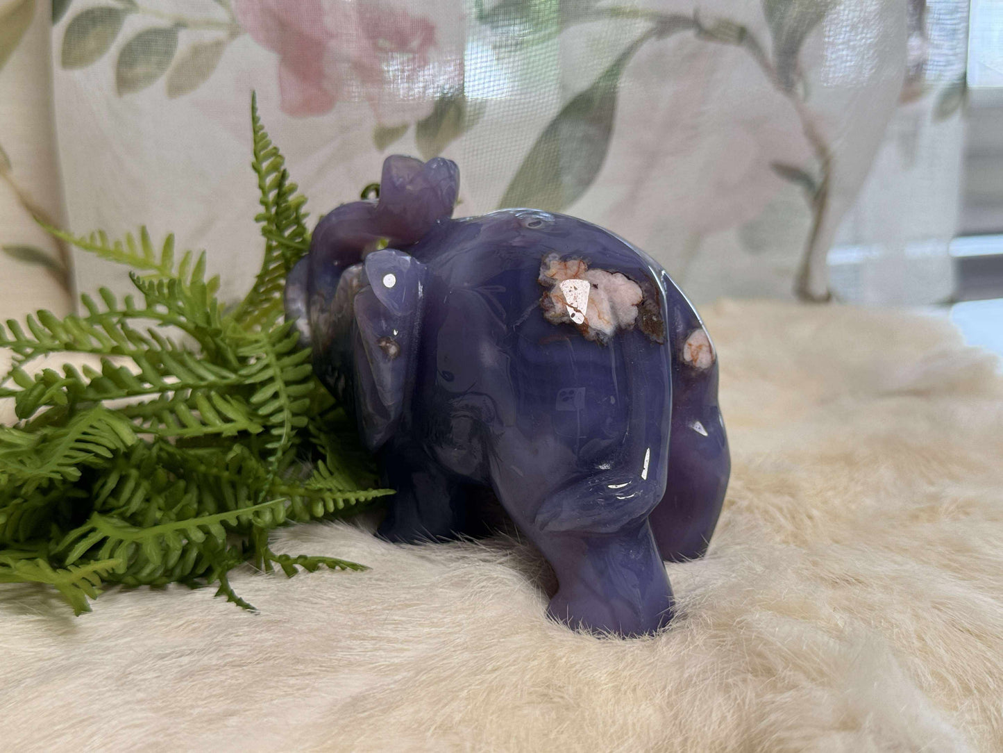 Blue Flower Agate Elephant