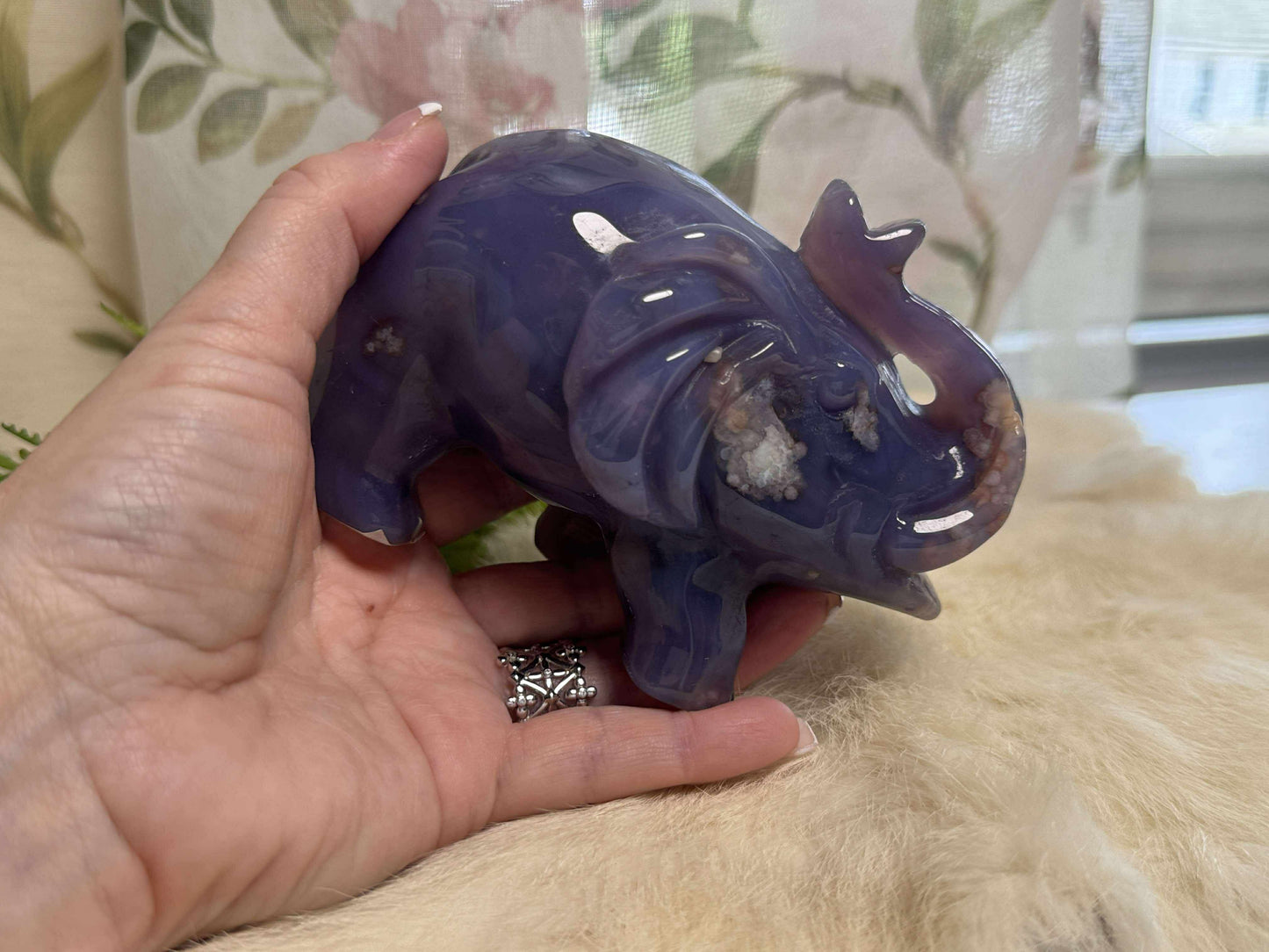 Blue Flower Agate Elephant