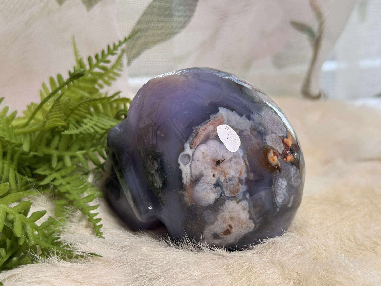 Blue Flower Agate Skull