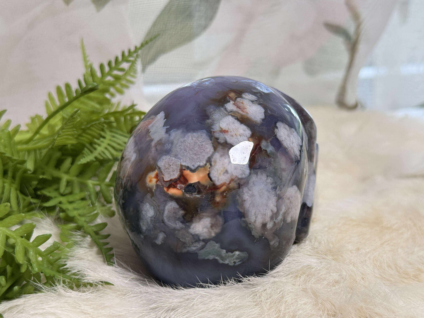 Blue Flower Agate Skull