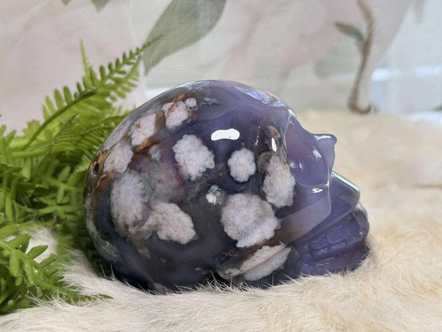 Blue Flower Agate Skull