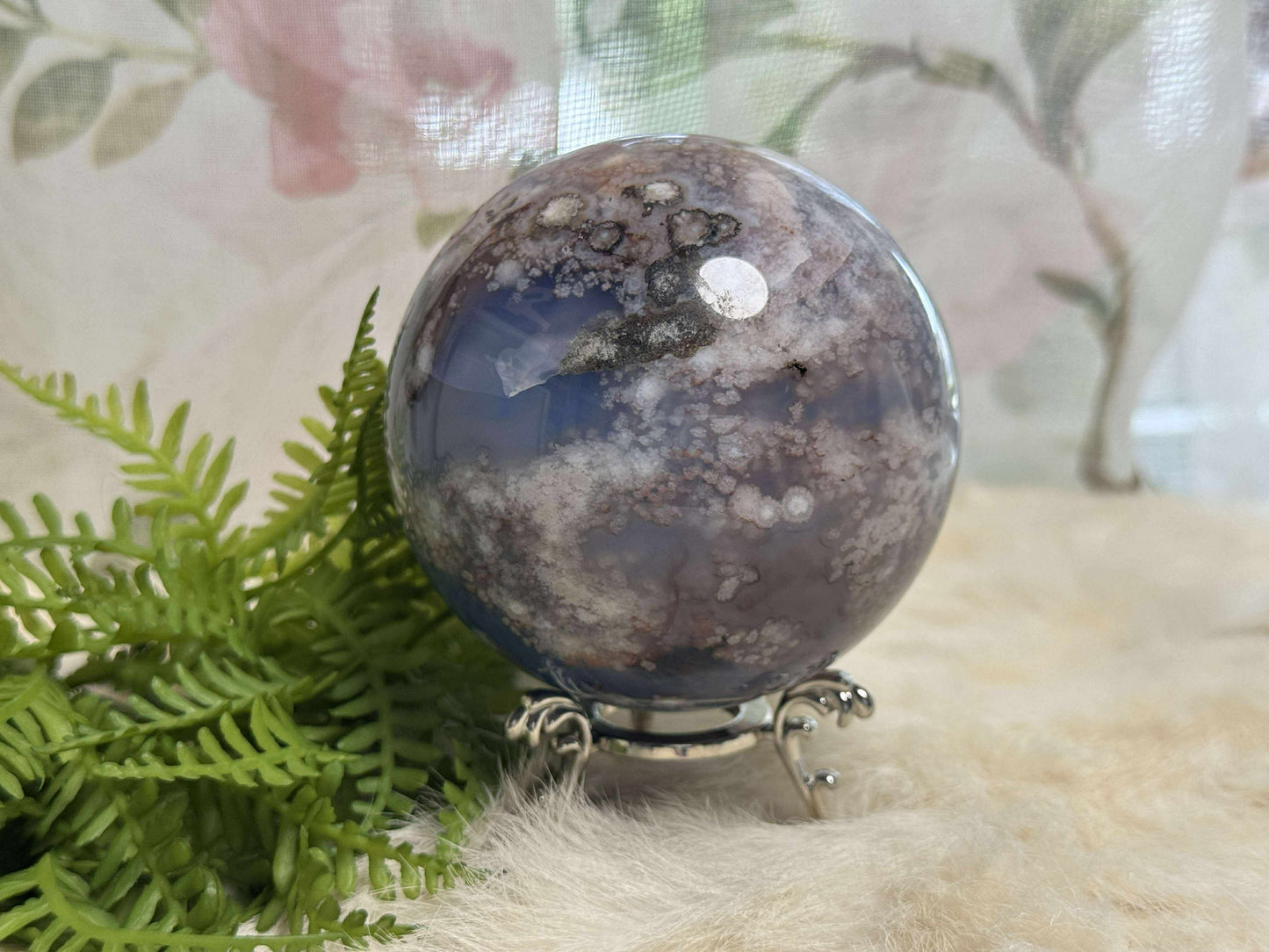 Blue Flower Agate Sphere