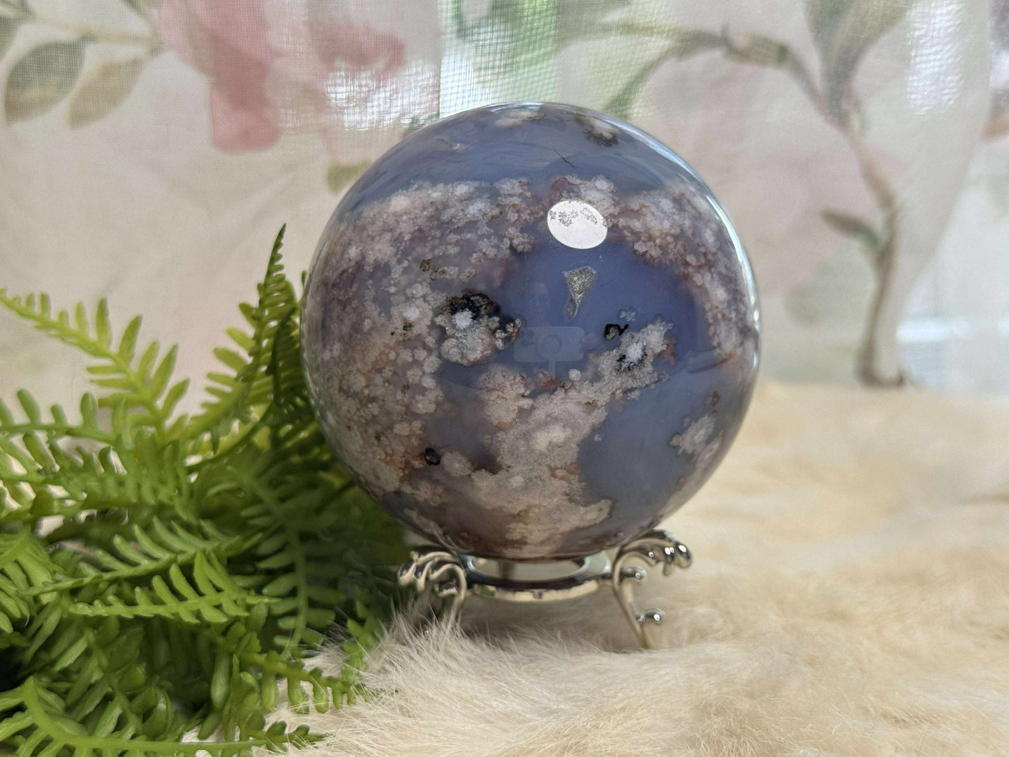 Blue Flower Agate Sphere