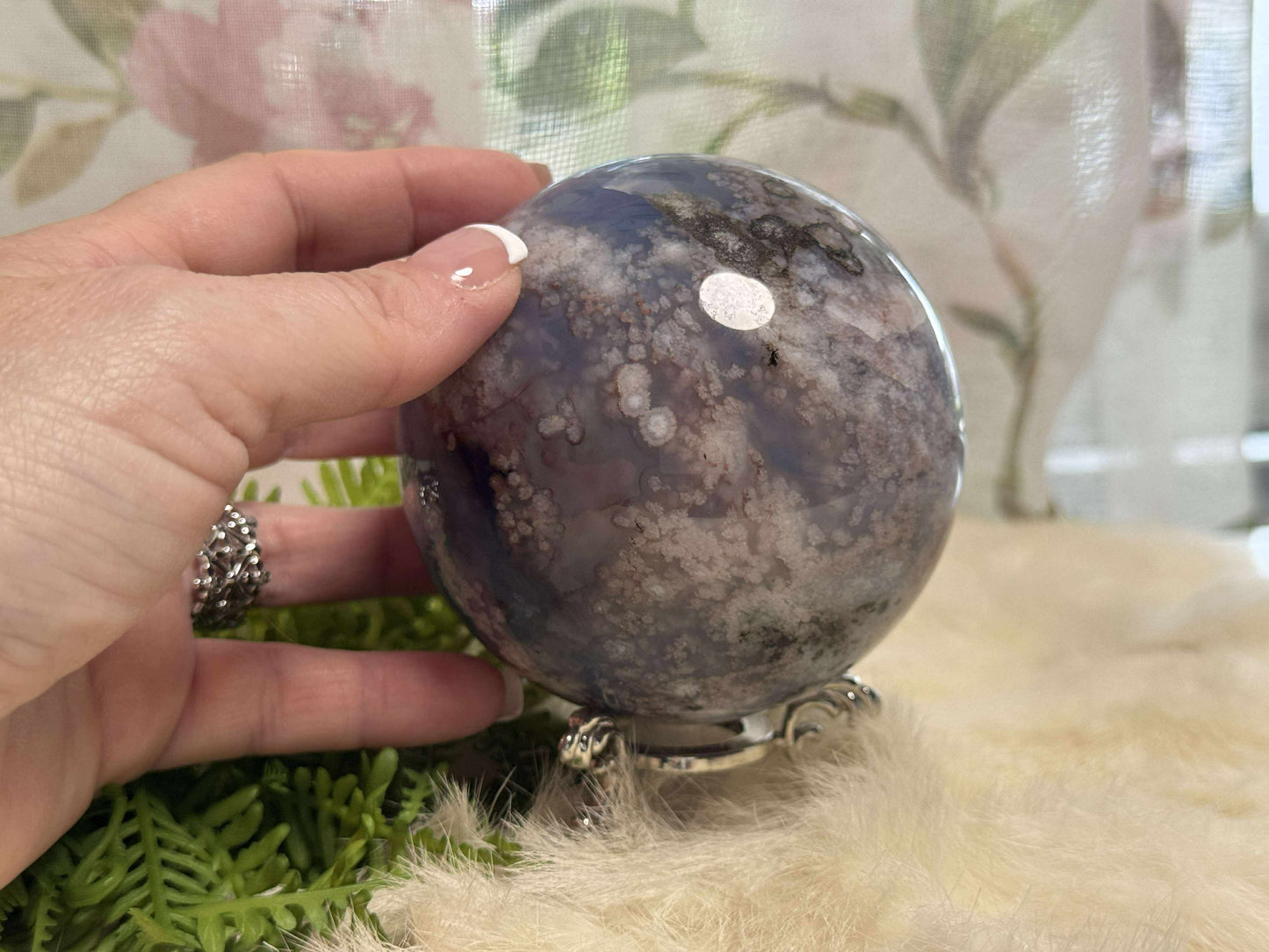 Blue Flower Agate Sphere