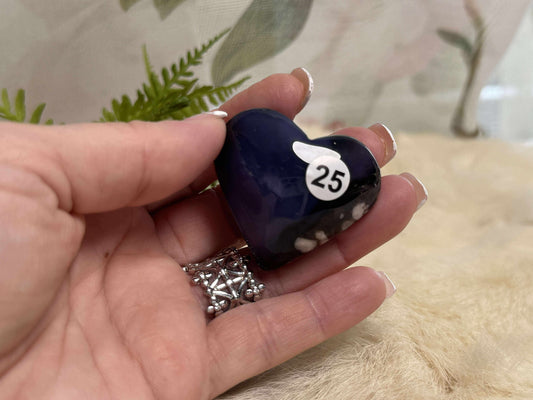 Blue Flower Agate Heart - Opt 25