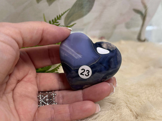 Blue Flower Agate Heart - Opt 23