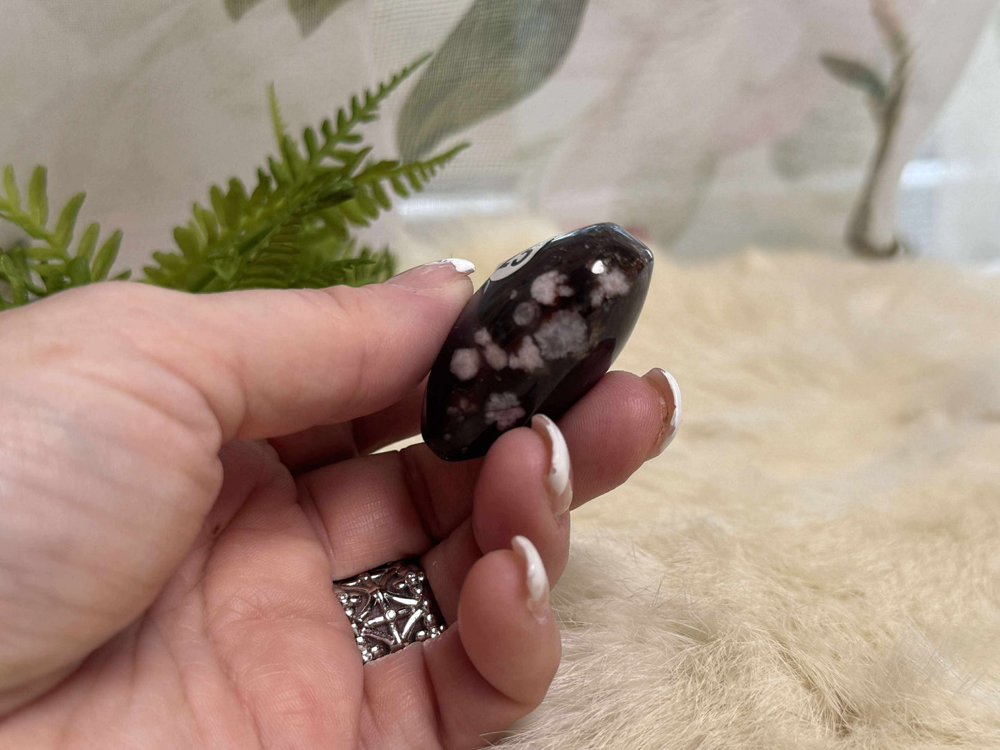 Blue Flower Agate Heart - Opt 25