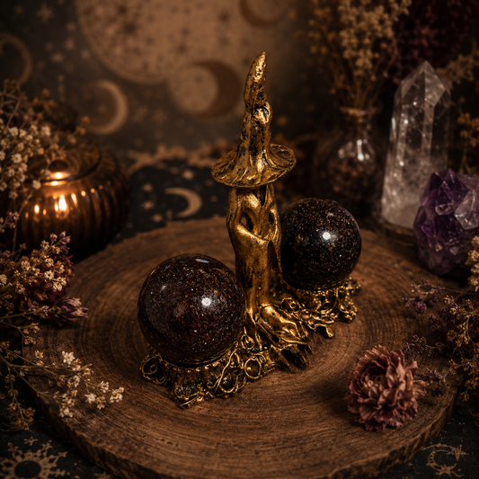 Golden Witch w/ Mica Garnet Spheres