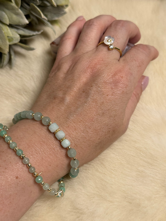 Pearl & Quartz Adjustable Ring