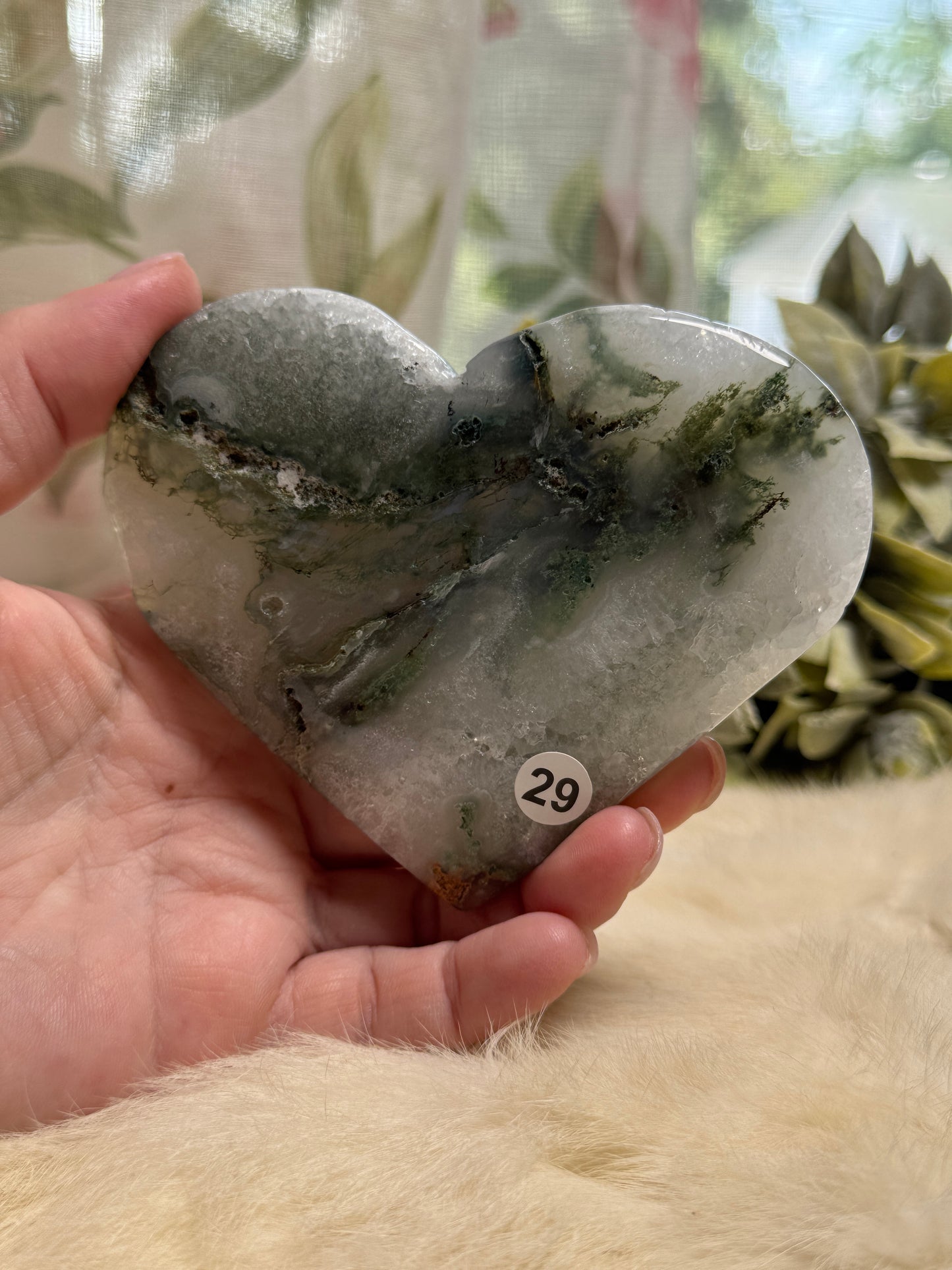 Green Moss Agate Heart - Opt 29