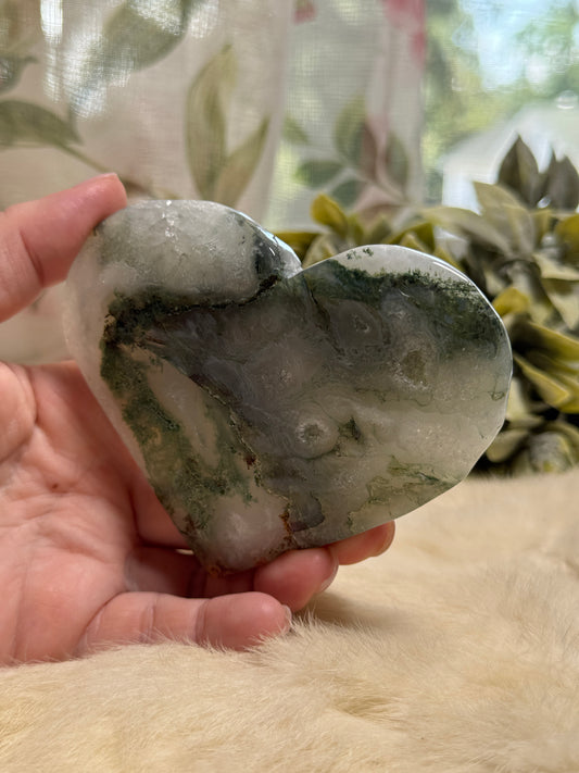 Green Moss Agate Heart - Opt 29