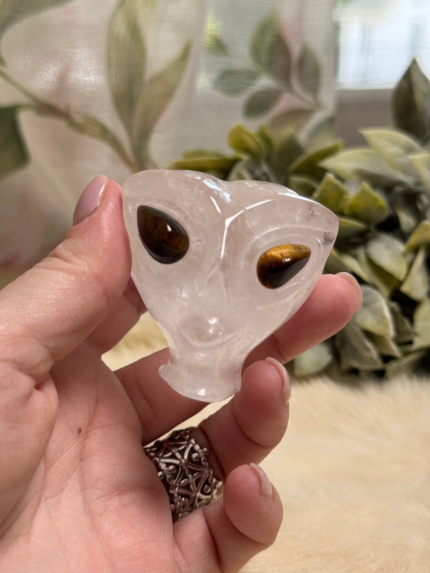 Clear Quartz Alien Head