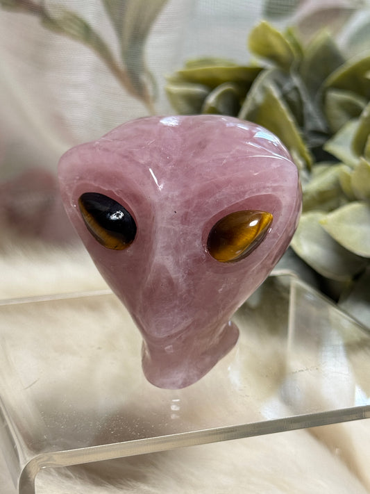 Lavender Rose Quartz Alien Head