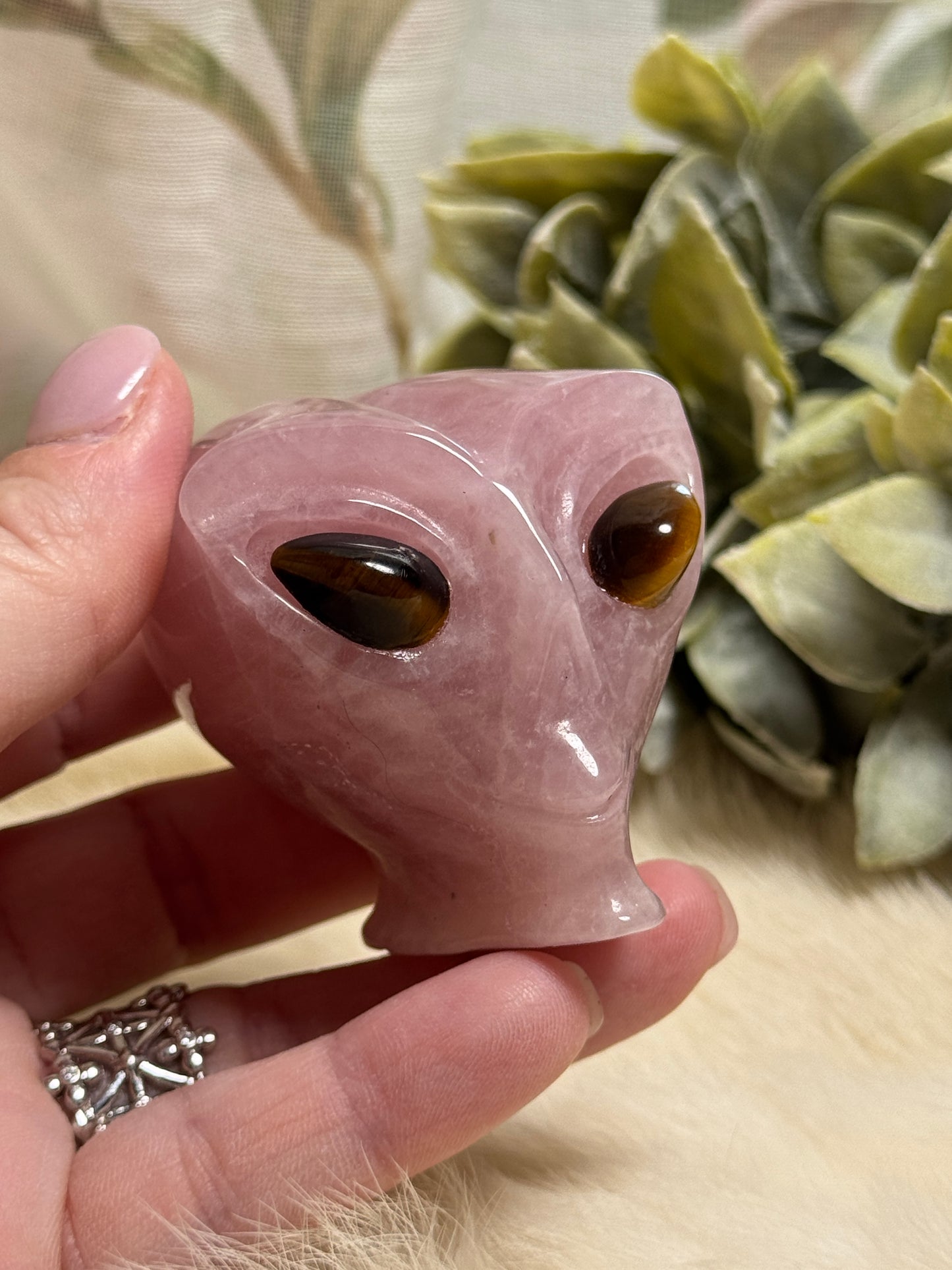 Lavender Rose Quartz Alien Head