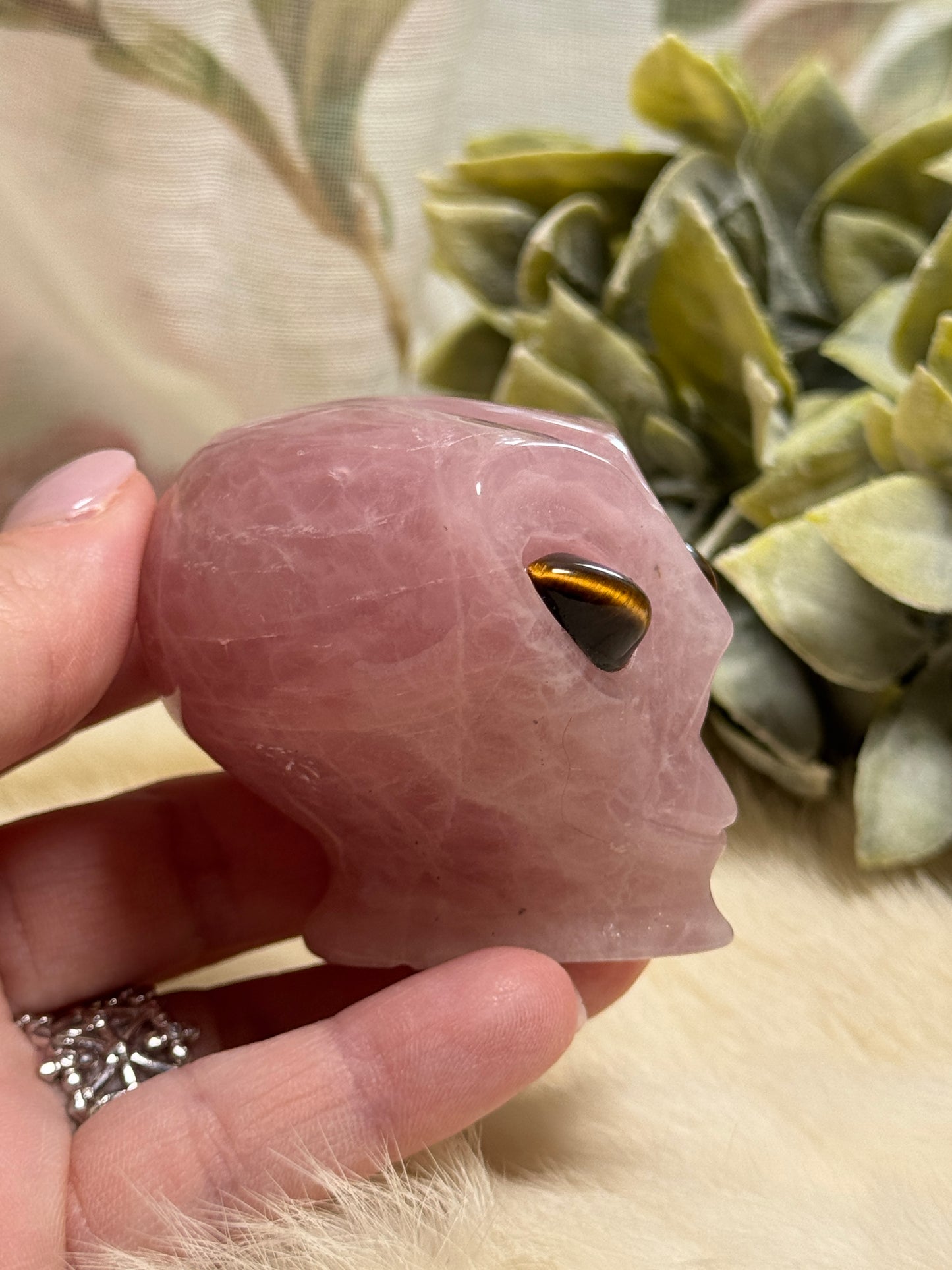 Lavender Rose Quartz Alien Head