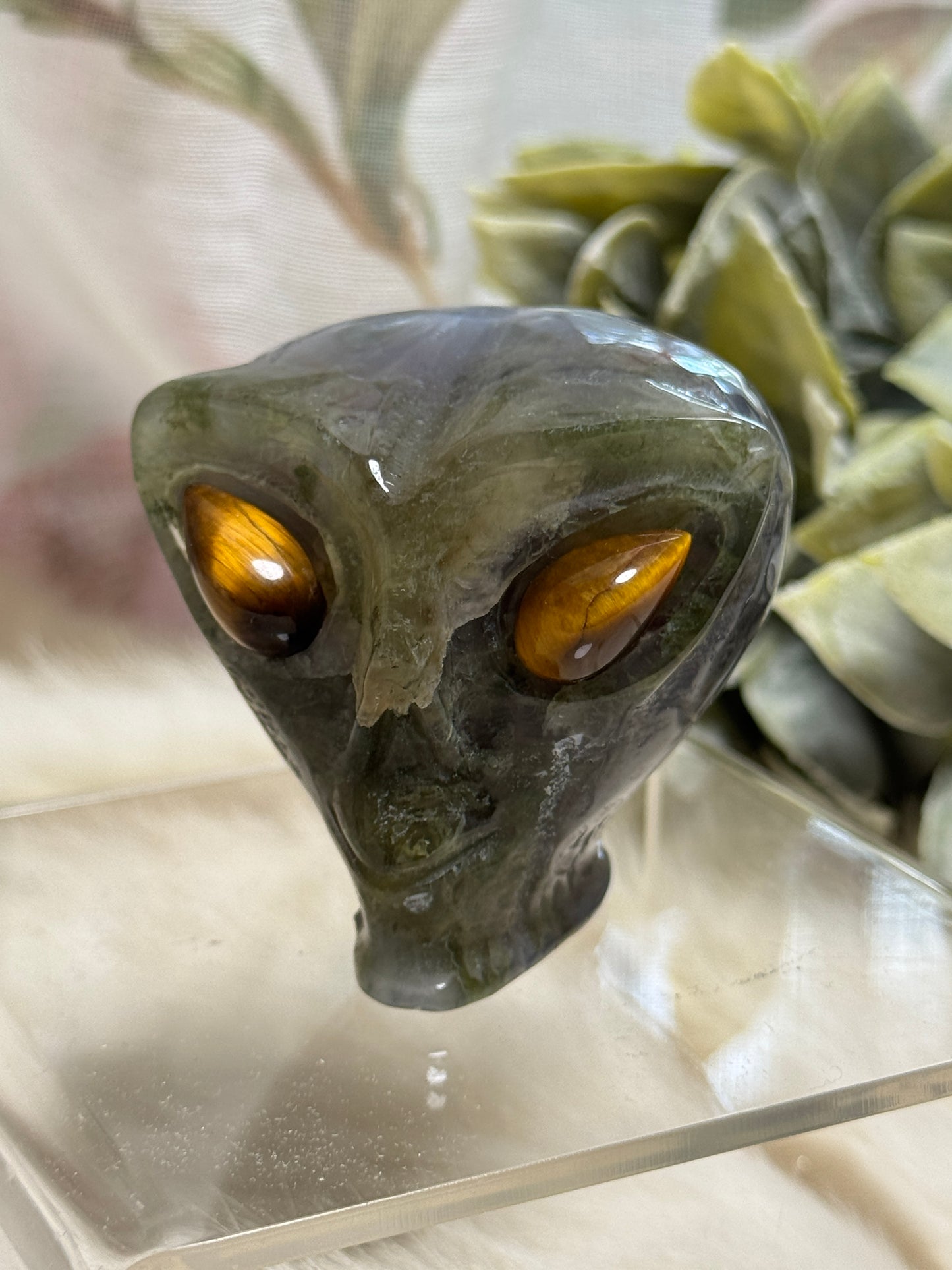 Moss Agate & Ocean Jasper Alien Head - Opt 37