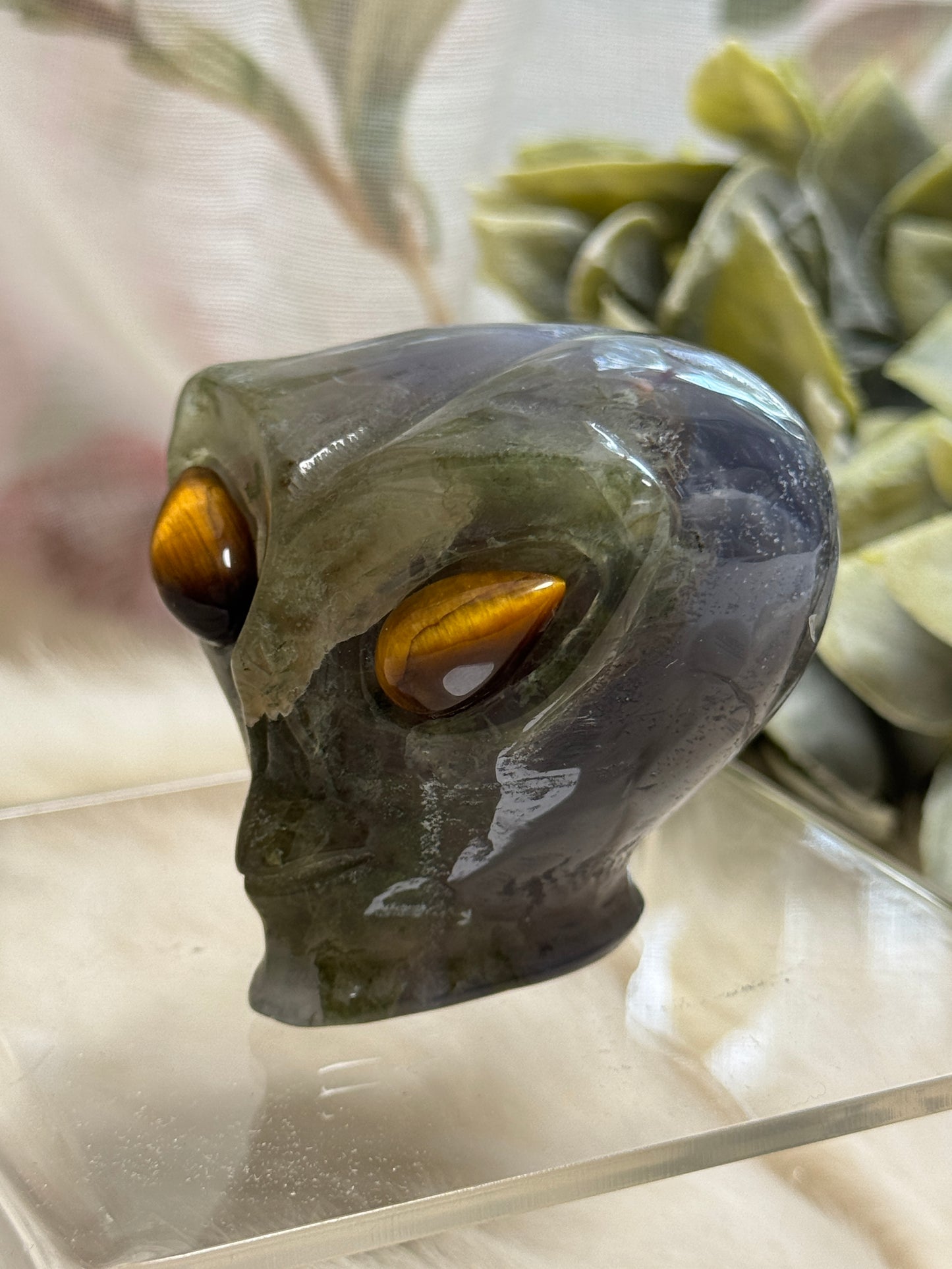 Moss Agate & Ocean Jasper Alien Head - Opt 37