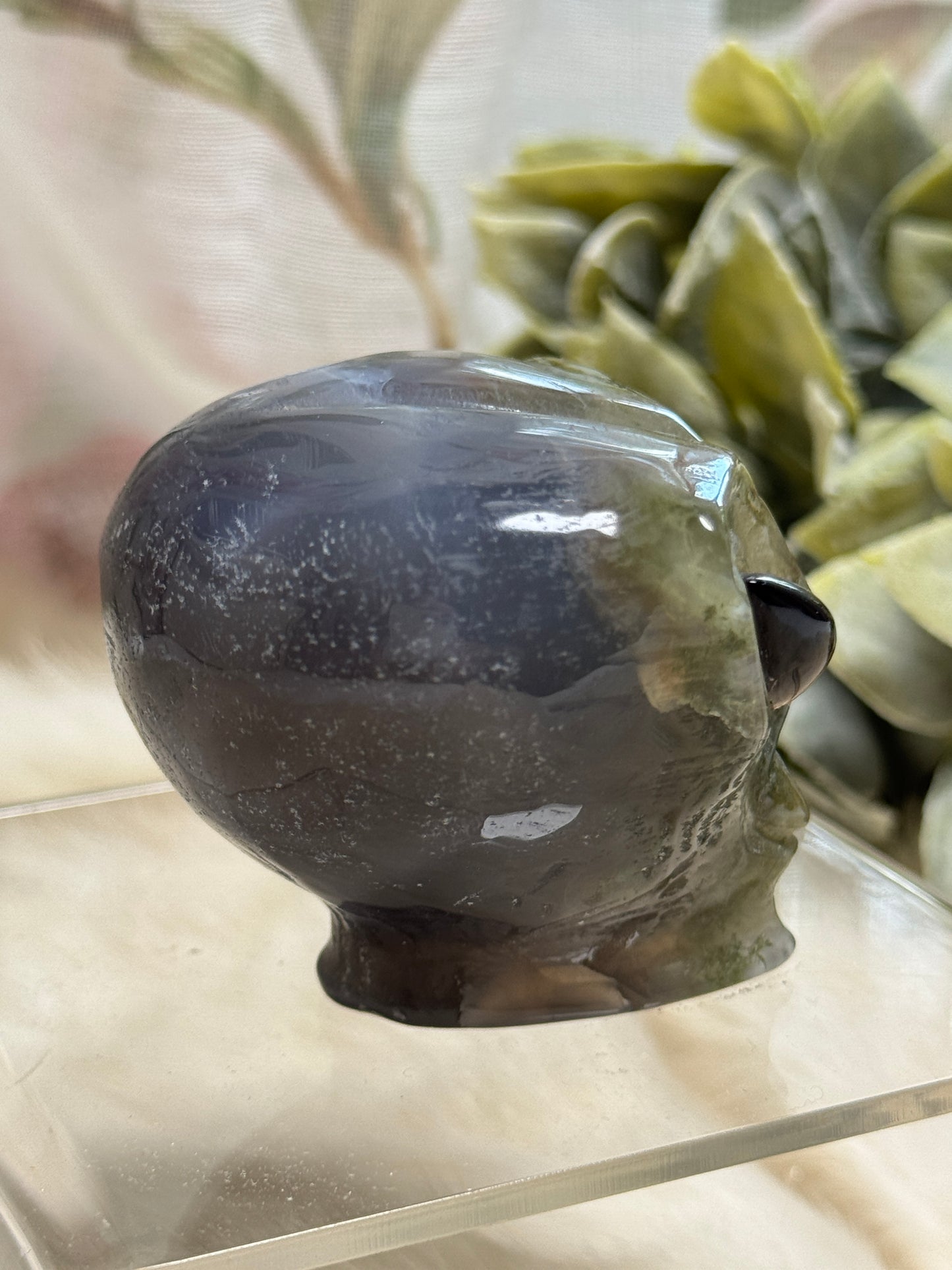 Moss Agate & Ocean Jasper Alien Head - Opt 37