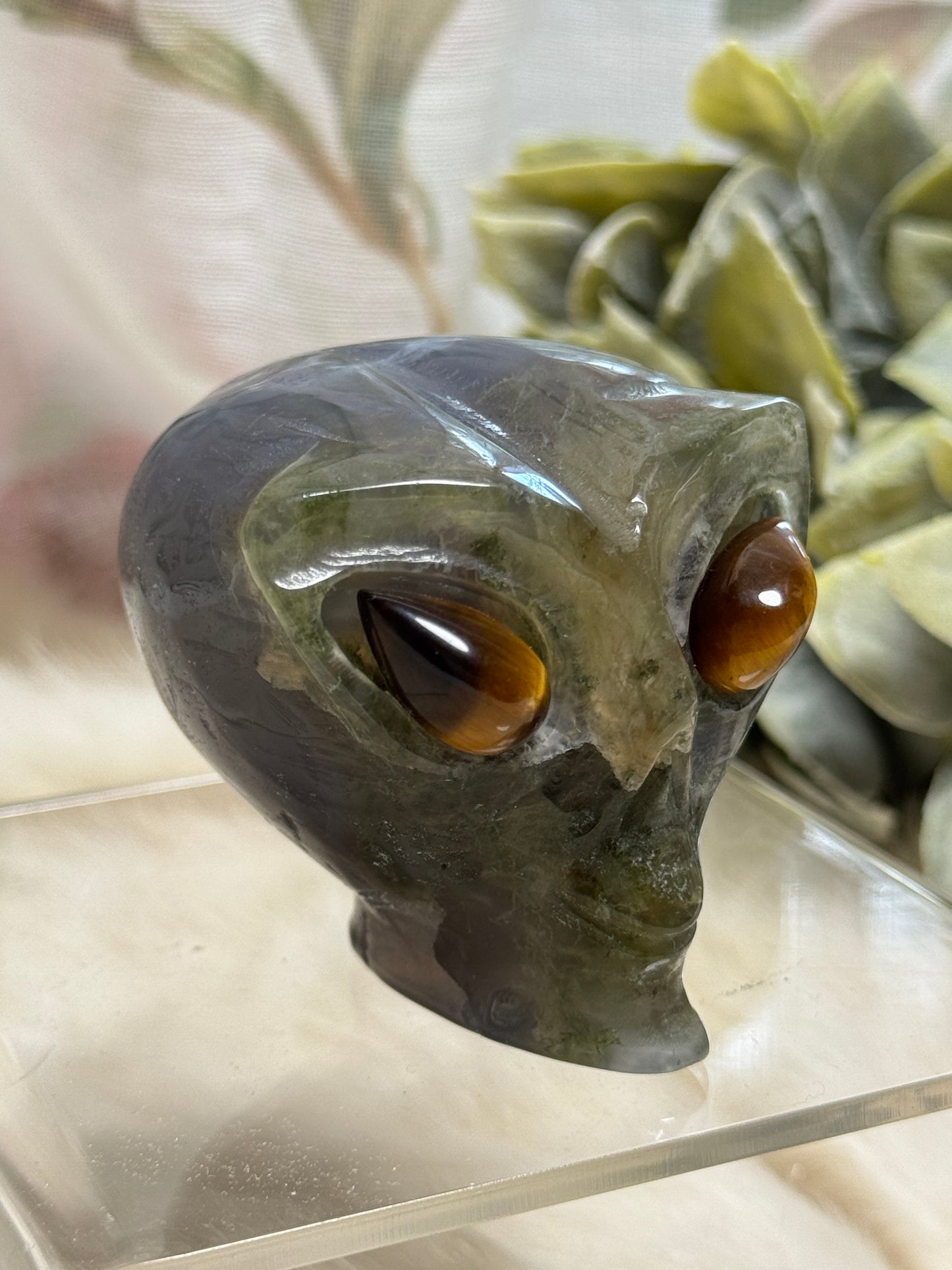 Moss Agate & Ocean Jasper Alien Head - Opt 37