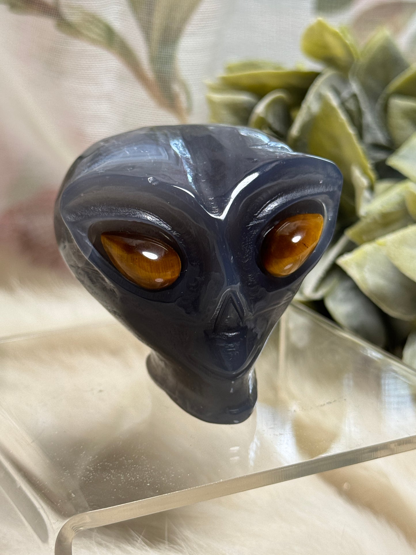 Moss Agate & Ocean Jasper Alien Head - Opt 38