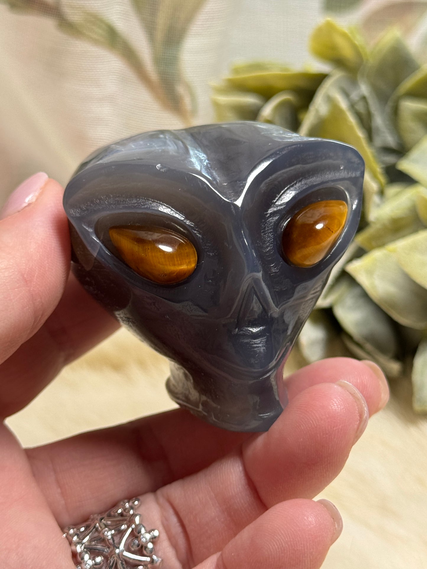 Moss Agate & Ocean Jasper Alien Head - Opt 38