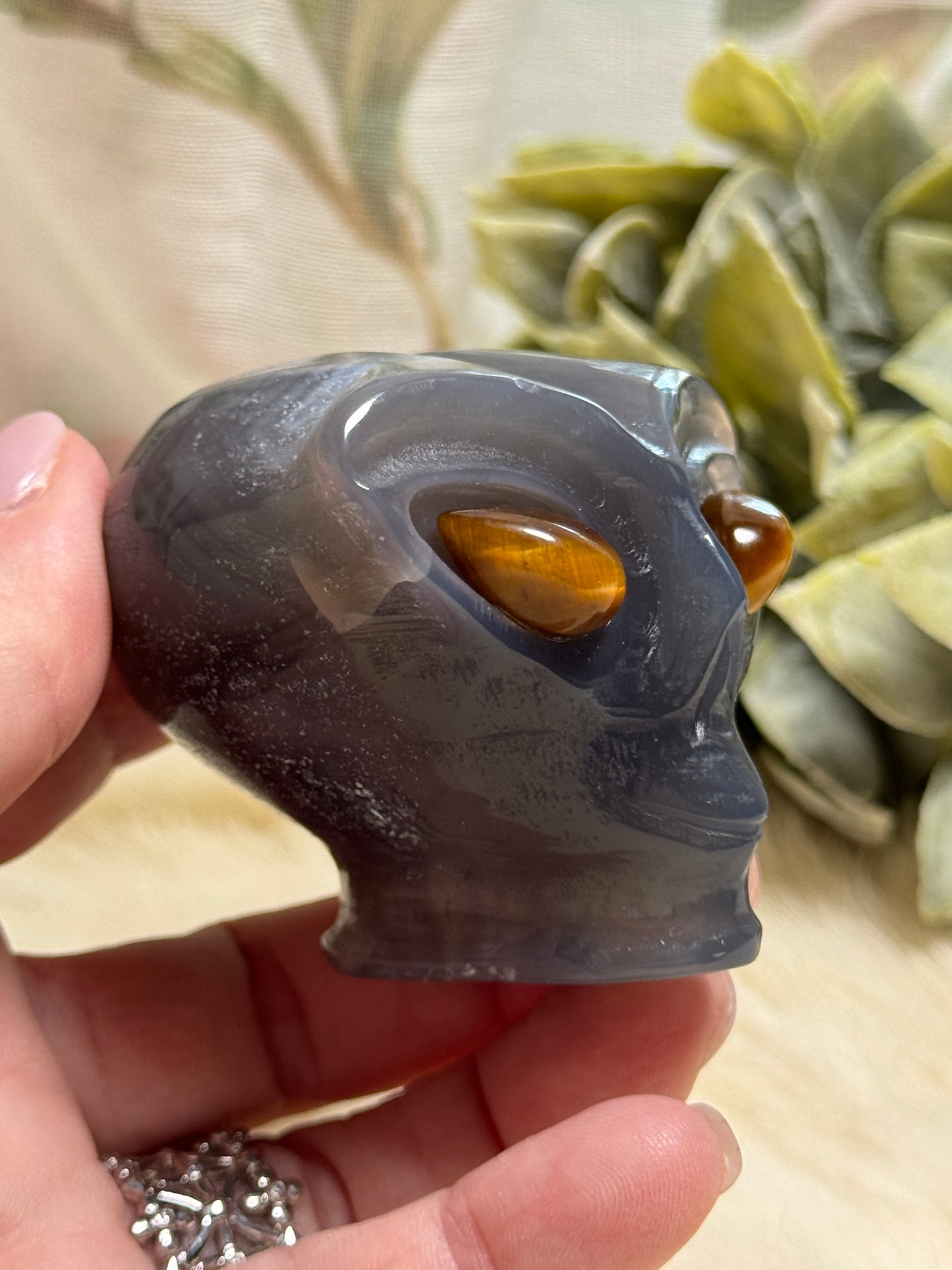 Moss Agate & Ocean Jasper Alien Head - Opt 38