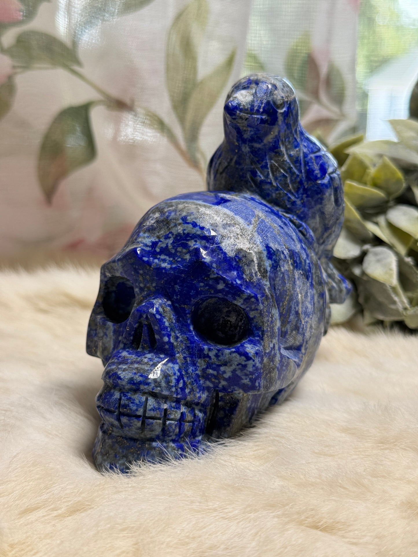 Lapis Luzuili Skull w/ Raven