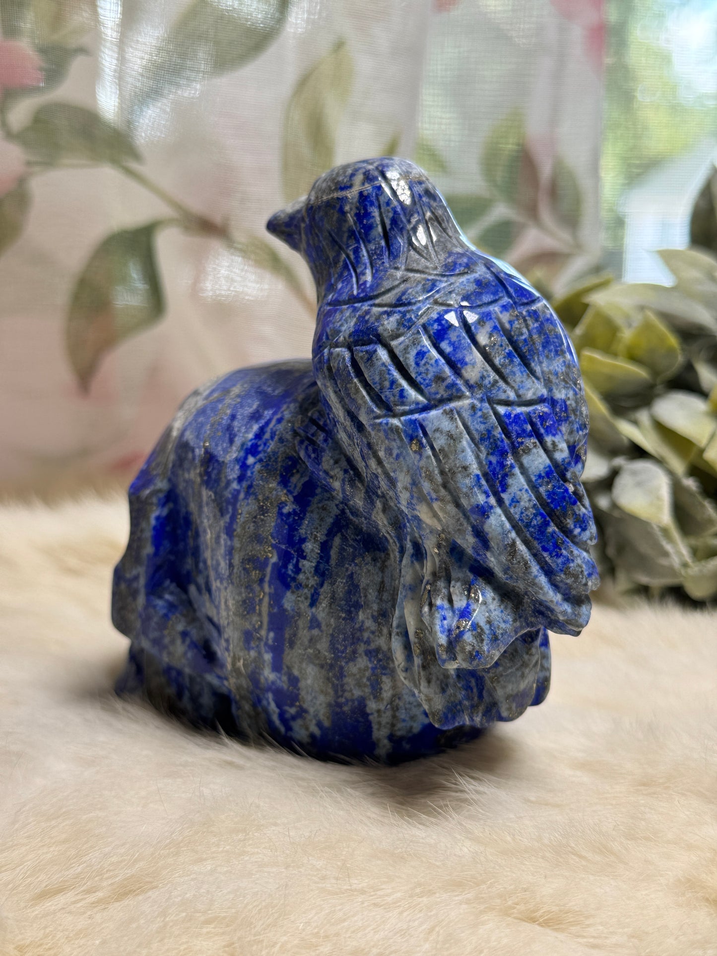 Lapis Luzuili Skull w/ Raven