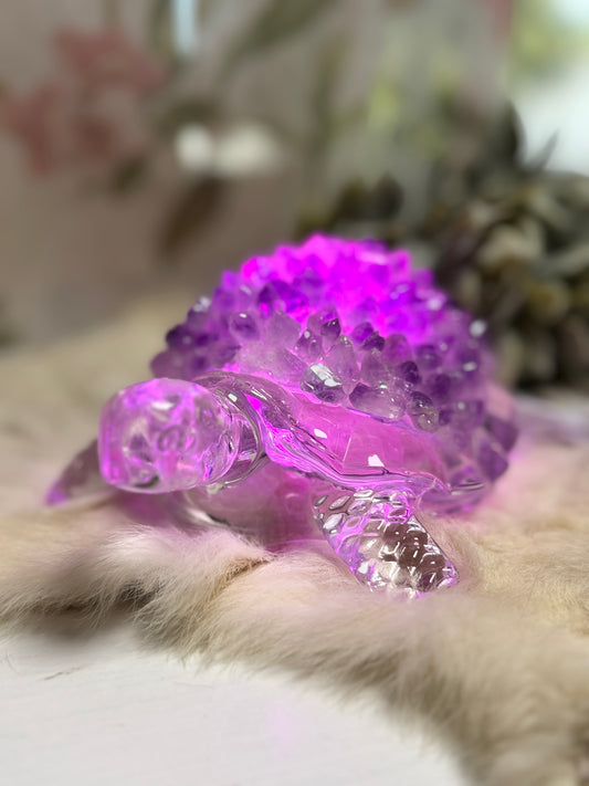 Amethyst Turtle Large Lamp - Opt 40