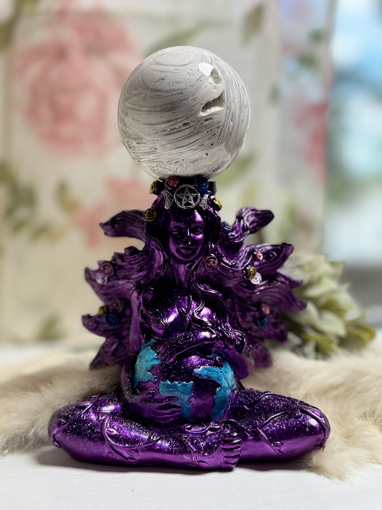 Mother Gaia Earth Sphere Holder - Purple