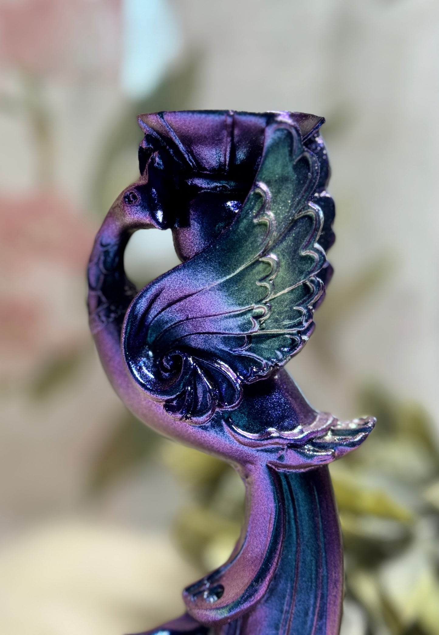 Purple Aura Phoenix Sphere Holder