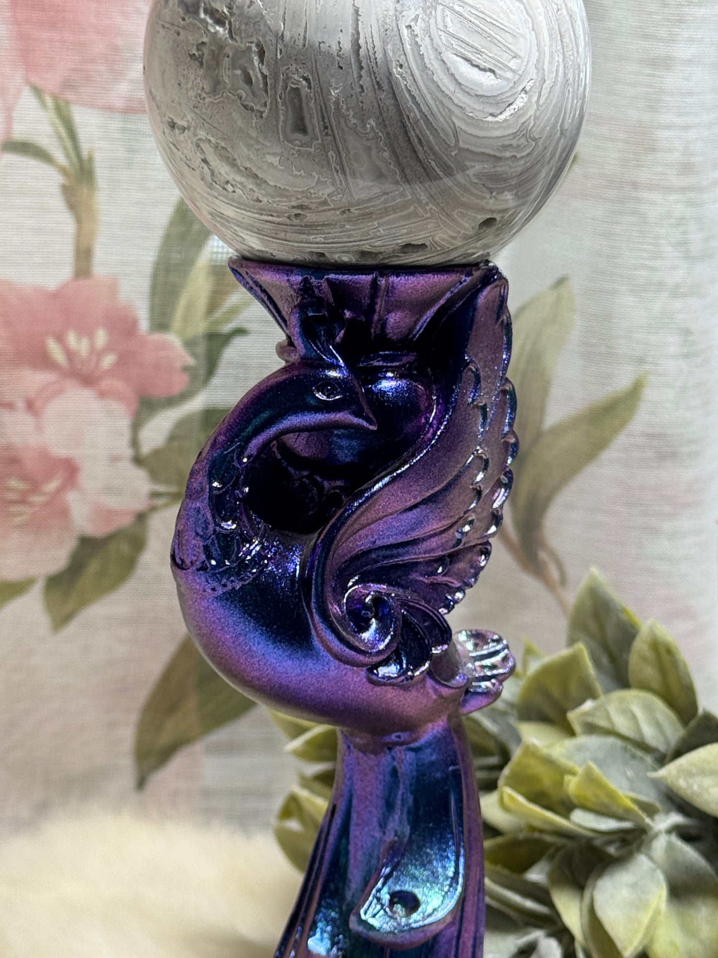 Purple Aura Phoenix Sphere Holder