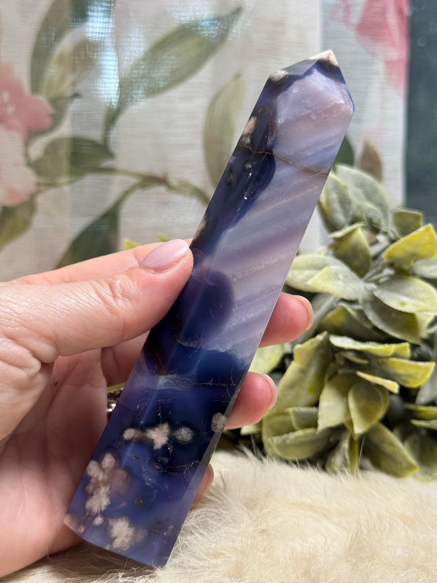 Blue Flower Agate Tower