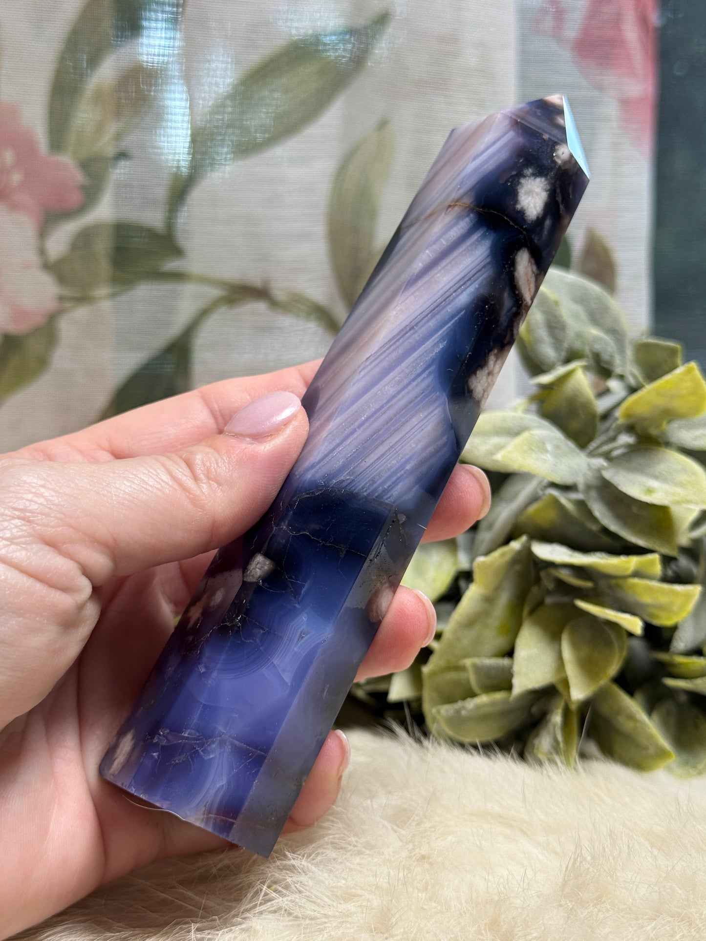 Blue Flower Agate Tower