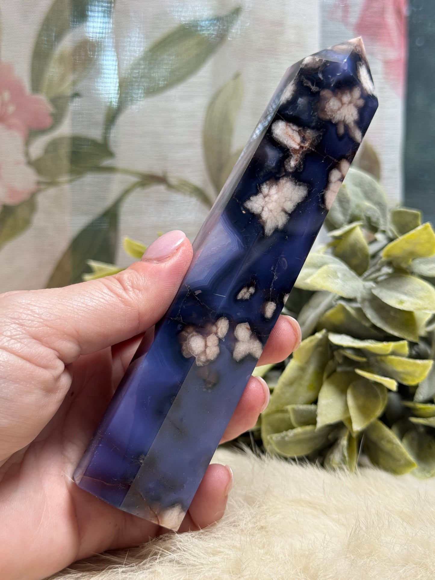 Blue Flower Agate Tower