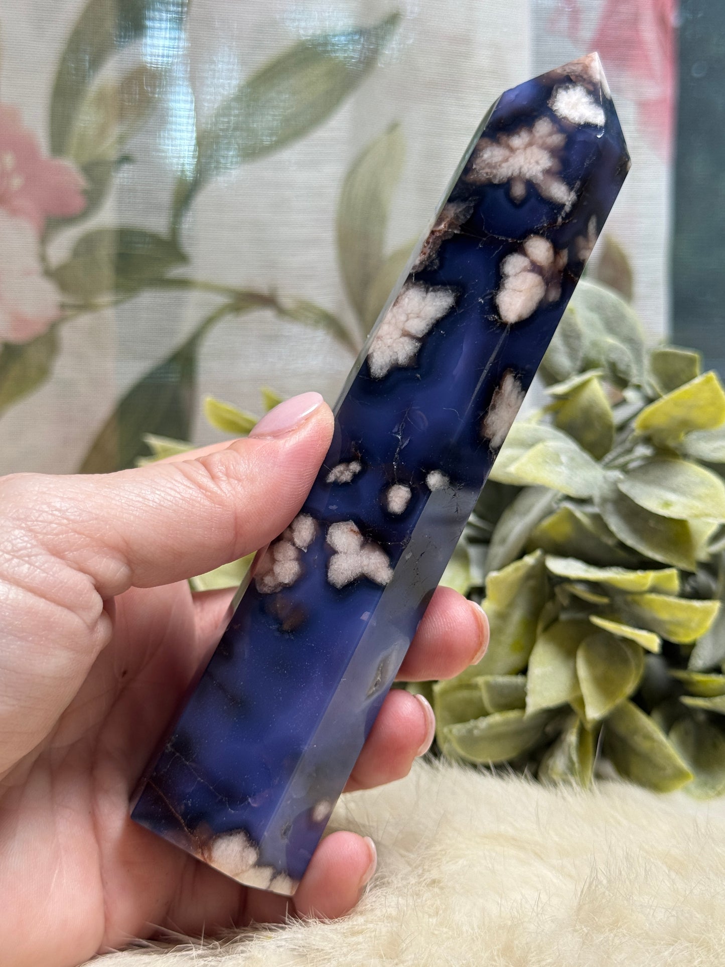 Blue Flower Agate Tower
