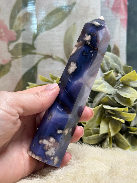 Blue Flower Agate Tower